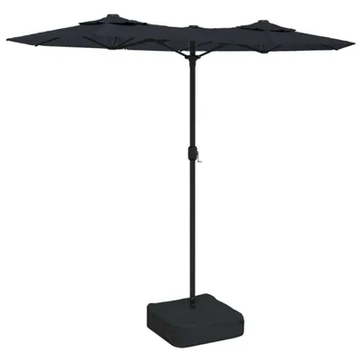 Produktbild von vidaXL Doppel-Sonnenschirm mit LED-Leuchten Schwarz 316x145 cm