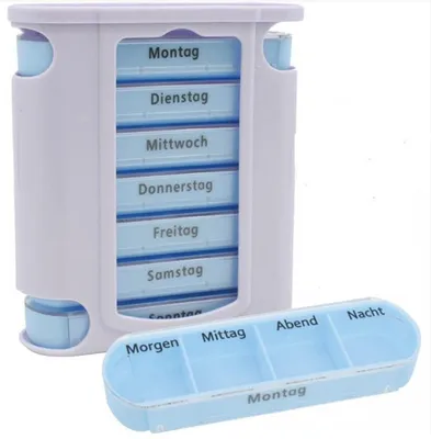 Produktbild von Tablettenbox Pillenbox 7 Tage 4 Fächer Medikamentenbox Pillendose