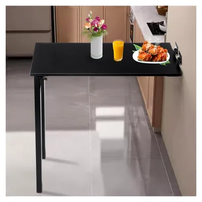 Produktbild von Wandklapptisch mit Beinen, Faltbarer Esstisch aus Holz für Kleine Räume, 75x40x74 cm (Schwarz)