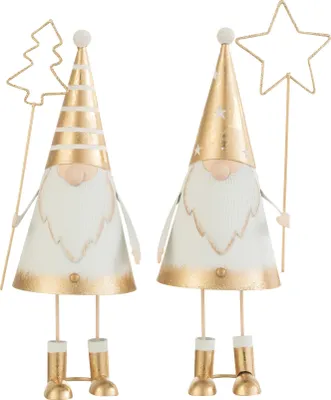 Produktbild von J-Line J-Line Weihnachtsfigur - Metall - Weiß/Gold - Klein - 2 Stück