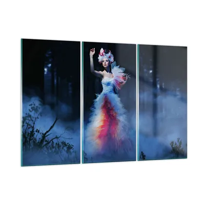 Produktbild von Bilder auf glas - Frau Geheimnis Nacht Wald - 105x70cm - Glasbilder - Wandbilder - Kunstdruck - zum Aufhängen bereit - Wanddekoration aus Glas - Glas Bilder - Wandbild auf Glas - GCE105x70-2583