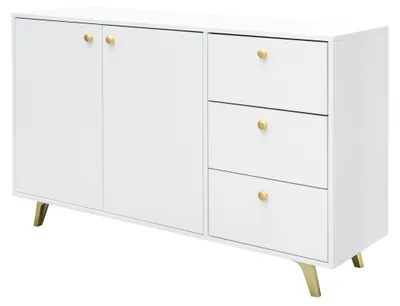 Produktbild von Masseno Kommode GALIO 100 cm Sideboard mit  Schubladen und 4 Türen für Wohnzimmer Schlafzimmer Modern 100x41x112 cm Weiß