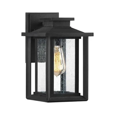 Produktbild von Außenwandlampe Glas E27 IP44 28 cm hoch Schwarz Vintage Außenleuchte Wand