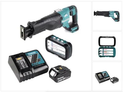 Obrázek produktu pro Akumulátorová přímočará pila Makita DJR 187 RT 18 V bezkartáčová přímočará pila + 1x sortiment přímočarých pilových kotoučů ( P-81290 ) + 1x akumulátor 5,0 Ah + nabíječka