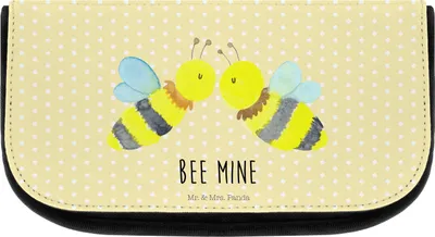 Produktbild von Mr. & Mrs. Panda Kosmetiktasche Biene Liebe - Gelb Pastell - Geschenk, Make-up Organizer, Kulturbeutel, kosmetik, Tasche, Waschbeutel, kosmetiktäschchen