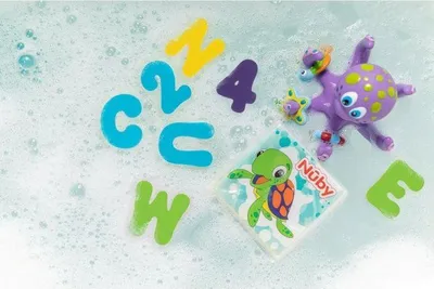 Obrázok produktu pre Písmená a čísla do kúpeľa z peny Nuby, viacfarebné, od 12 mesiacov, vzdelávacia hračka do kúpeľa