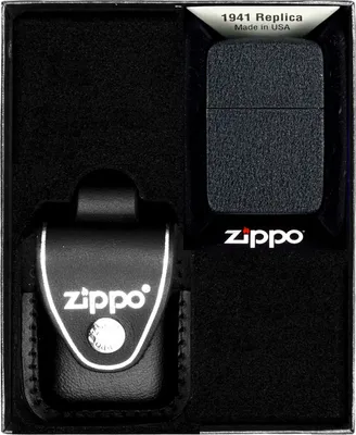 Produktbild von Feuerzeug-Set ZIPPO BLACK CRACKLE REPLICA Geschenk No3