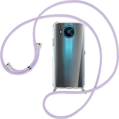 Produktbild von Handykette Backcover-Schutzhülle mit Band (Metall silberfarben) für Nokia 8.3 5G - violett