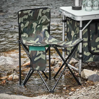 Produktbild von SoBuy FST96-TN Angelstuhl mit Tragetasche Faltstuhl Campingstuhl Klappstuhl Angelstuhl für den Außenbereich Karpfenstuhl Tarnfarbe BHT ca. 45x43x74cm