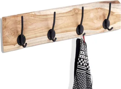 Immagine prodotto di Appendiabiti a parete in teak con doppi ganci