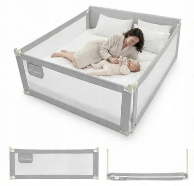 Zdjęcie produktu dla Primabobo CLASSIC zestaw 3 barierek do łóżka 2×200 + 1×160 cm, regulowane, szara
