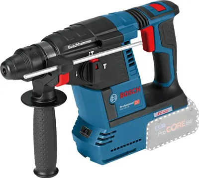 A Bosch rotary hammer drill is shown against a white background.