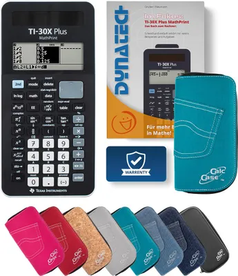 Produktbild von TI-30X Plus MP Taschenrechner mit Schutztasche türkis und Fachbuch