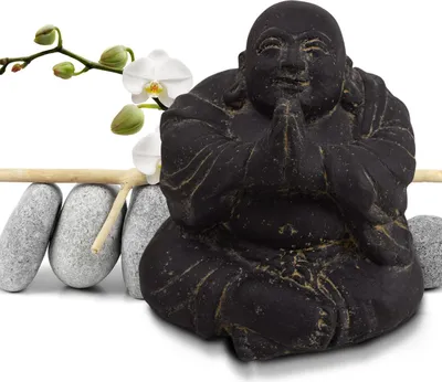 Produktbild von Stonox Shaolin Mönch Figur Phyis Anjali Geste Steinguss 20x21x22 cm