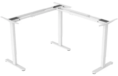 Produktbild von DIGITUS Elektrisch höhenverstellbares Tischgestell, 90° L-Form, Triple-Motor, 2-Stufen, Weiß