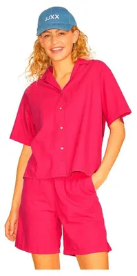 Produktbild von JJXX Jack & Jones Damen JXLISA SS Comfort Linen Shirt SN Blouse, Bright Rose, S