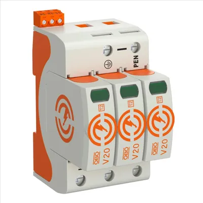 Produktbild von OBO Überspannungsableiter V20 Typ 2, 3-polig, 280V, Fernsignalisierung, 1 Stk.