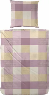 Produktbild von Westminster Feinbiber Bettwäsche 155x220 Karo kariert rosa silber ocker 173091-65