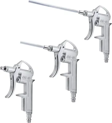 Produktbild von Benbow DG-10 3x Druckluftpistole Ausblaspistole, 20+60+120mm Düse, 5-tgl Set, Reinigungs, Trockenblas Pistole Lang