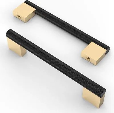 Produktbild von Famanu Möbelgriffe 10 Stück schwarz-gold - Türgriffe - Schubladengriffe - Küchengriffe - 128 mm - Vintage Stil