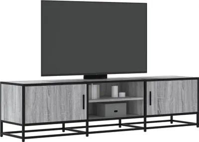 Produktbild von TV-Schrank - TV-Lowboard - Grau Sonoma 160x35x41 cm Holzwerkstoff und Metall - TV-Regal CC30686