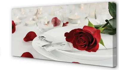 Immagine prodotto di Stampa su tela, dimensioni 140x70 cm, opera d'arte da parete, tema: rose, cena, candele