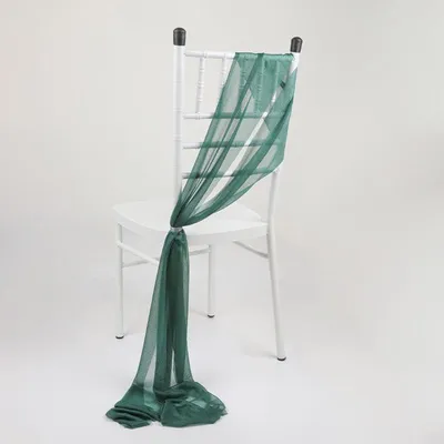 Productafbeelding van Solidchoice - Set van 24 Donkergroene Stoelsjaals van Chiffon voor Bruiloften