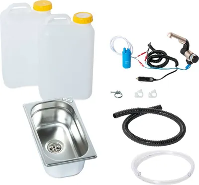 Produktbild von 12V Camping Spüle Bausatz Waschbecken Spülbecken 265x160x100mm 19 Liter Bulli T5