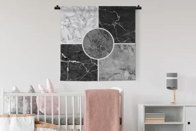 Produktbild von MuchoWow® Wandteppich Wandbehang Marmor - Schwarz - Weiß - Luxus 90x90 cm Tapisserie Dekoration Wandtuch - Wandaufhänger