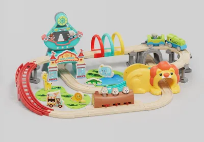 Productafbeelding van Omgoods - Houten Spoorbaan met Dinosaurus-Locomotief voor Kinderen