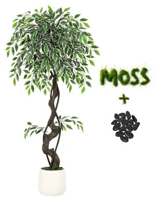 Productafbeelding van Kunstplant, ficusboom, levensecht design, flexibele takken, 120 cm