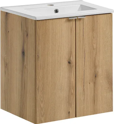 Produktbild von Waschtisch 50cm mit Keramik-Waschbecken, Eiche, NEWPORT-56-OAK