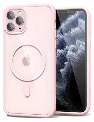 Obrázek produktu pro Magnetický kryt pro iPhone 11 Pro, kompatibilní s MagSafe, průhledné nárazuvzdorné pouzdro, ochranný zadní kryt Růžový