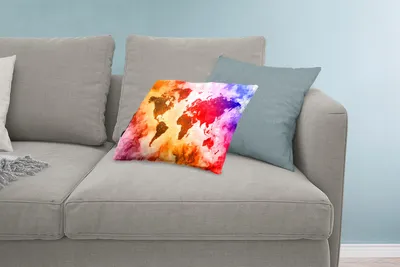 Produktbild von MuchoWow® Zierkissen Sofakissen Wohnzimmer Dekokissen 60x40 cm Weltkarte - Farbe - Farben - Kopfkissen - Polster mit Foto