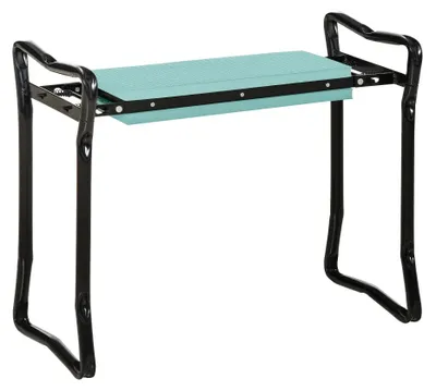 Obrázok produktu pre Záhradná stolička s opierkou pre kolená – skladacia – oceľová konštrukcia, nosnosť 150 kg – pohodlné polstrovanie z peny EVA – 58 x 28 x 49 cm – tmavozelená