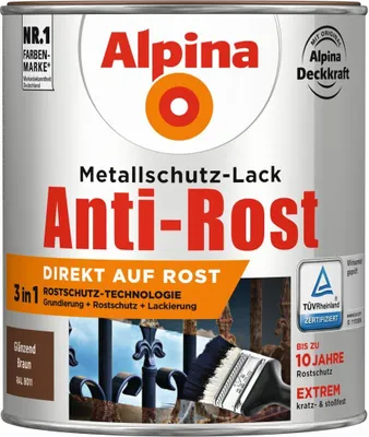 Produktbild von Alpina Metallschutz-Lack Anti-Rost 750 ml braun glänzend