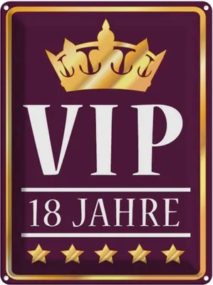 Produktbild von vianmo Blechschild 40x30 cm VIP 18 Jahre (lila/weiß) Geburtstag Feiern Party