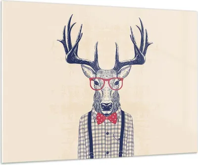 Produktbild von Bilder auf glas - Charakter Hirsch Illustration hipster - 100x70cm - Glasbilder - Wandbilder - Kunstdruck - Wanddekoration aus Glas - Glas Bilder - Wandbild auf Glas - GAA100x70-3120