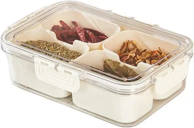 Immagine prodotto di Set di ciotoline con piatto da portata, vassoio per snack con scomparti, contenitore, piatto da portata per antipasti, vassoio per snack con coperchio (a quattro scomparti)
