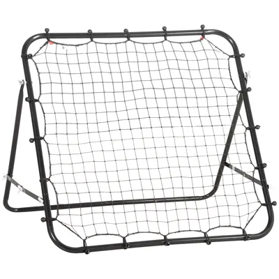 Produktbild von Fußball Rebounder Kickback Tor Rückprallwand 96x80x96 cm aus Metallrohr und PE in Schwarz für Training und Spiel