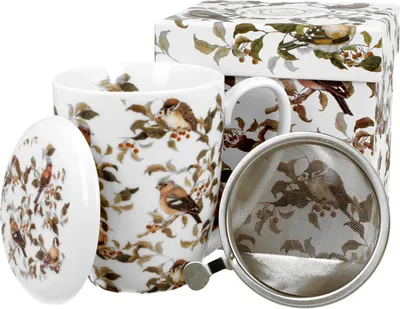 Produktbild von DUO ANIMALS Becher 380 ml BIRDIES mit Teesieb, New Bone China Porzellan