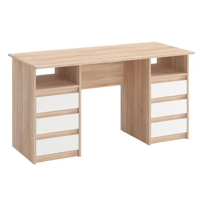 Produktbild von KOMTO Schreibtisch mit Schubladen - Oslo 140 x 60 x 74 cm Moderner Schreibtisch Bürotisch Computertisch Arbeitstisch Büro PC-Tisch Kinderschreibt Beig