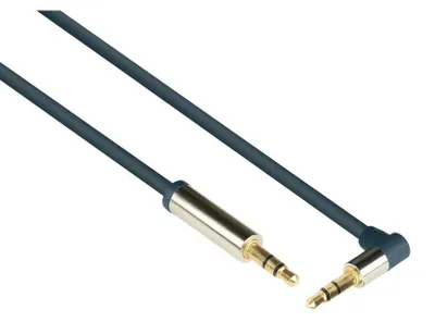 Produktbild von Audio Anschlusskabel High-Quality 3,5mm, Klinkenstecker an Klinkenstecker rechts abgewinkelt, Vollmetallgehäuse, dunkelblau, 3m, Good Connections (GC-M0048)