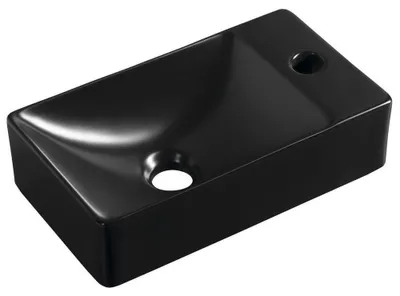 Immagine prodotto di Lavabo in Vetroceramica MARGITHA 38x22 cm, foro per rubinetto a destra, nero opaco
