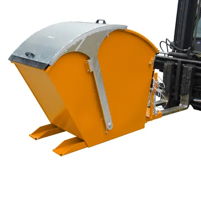 Produktbild von BAUER Kippbehälter mit Runddeckel - 750 l Volumen - 1000 kg - Sammelbehälter - gelborange
