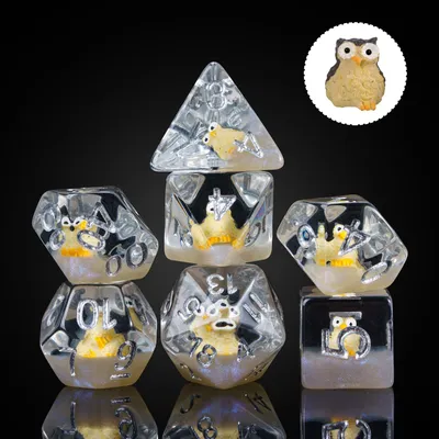 Obrázek produktu pro Sada sedmi kostek D&D od Cusdie, sada polyedrických kostek s motivem zvířat