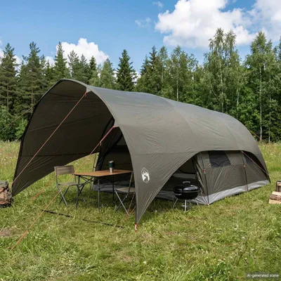 Produktbild von PUEAZU Tunnelzelt mit wasserdichtem Regenfly 10 Personen Armeegrün - Campingzelte &42047