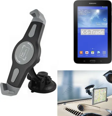 Produktbild von K-S-Trade Scheiben-Halterung für Tablets kompatibel mit Samsung Galaxy Tab 3 Lite 7 KFZ Tablet Saugnapf Auto Halterung Windschutzscheibe Holder