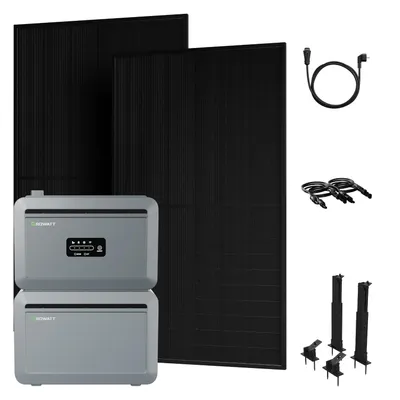 Produktbild von Powerness Balkonkraftwerk mit Speicher: Growatt NEXA 2000 Speicher und NEXA2000E Erweiterungsakku & 2x 500W Module & 2x Flachdach-Halterung 0% VAT