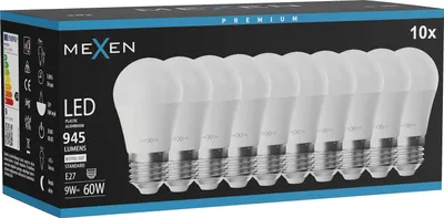 Obrázok produktu pre Mexen Nova 10x LED žiarovka E27, G45, 9 W, neutrálna – 4000 K, 945 lm – L101-E27-0940-01x10